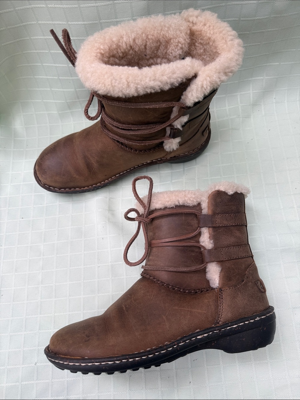 UGG Brown Shearling-Lined Winter Ankle Boots